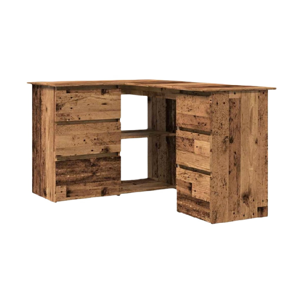 Bureau d'angle en bois recyclé pour espace de travail - 150 x 100 x 75