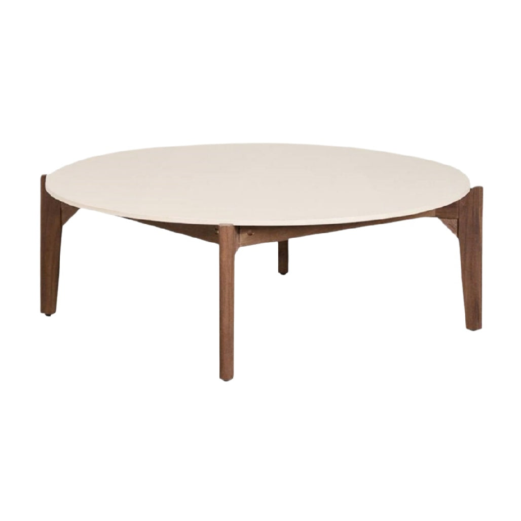 Table basse ronde en bois et surface en stratifié pour salon - 120 x 120 x 40
