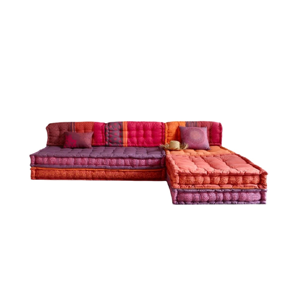 Canapé modulable pour salon en tissu polycoton - 200 x 90 x 80