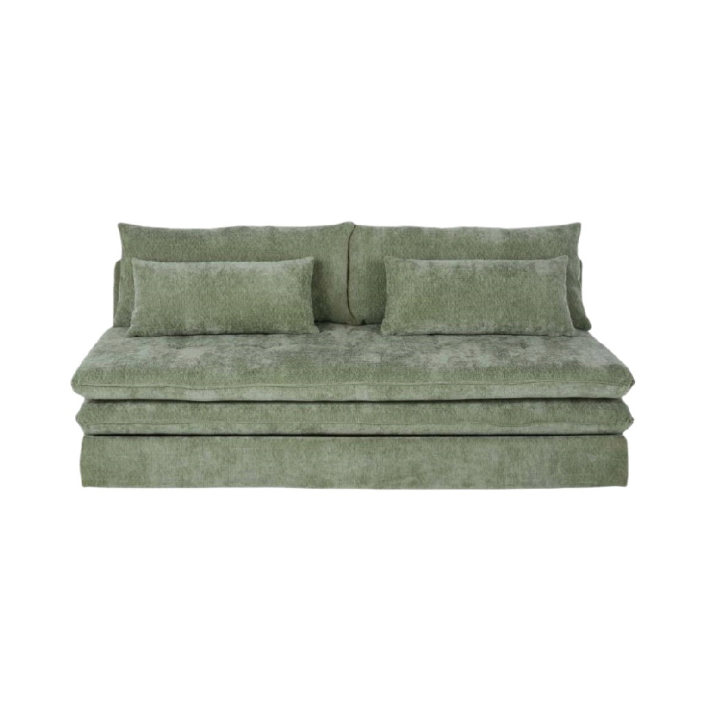 Canapé modulable en tissu vert pour salon - 200 x 90 x 85